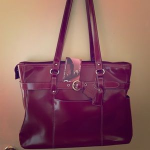 McKlein Serra Red Leather Laptop Briefcase